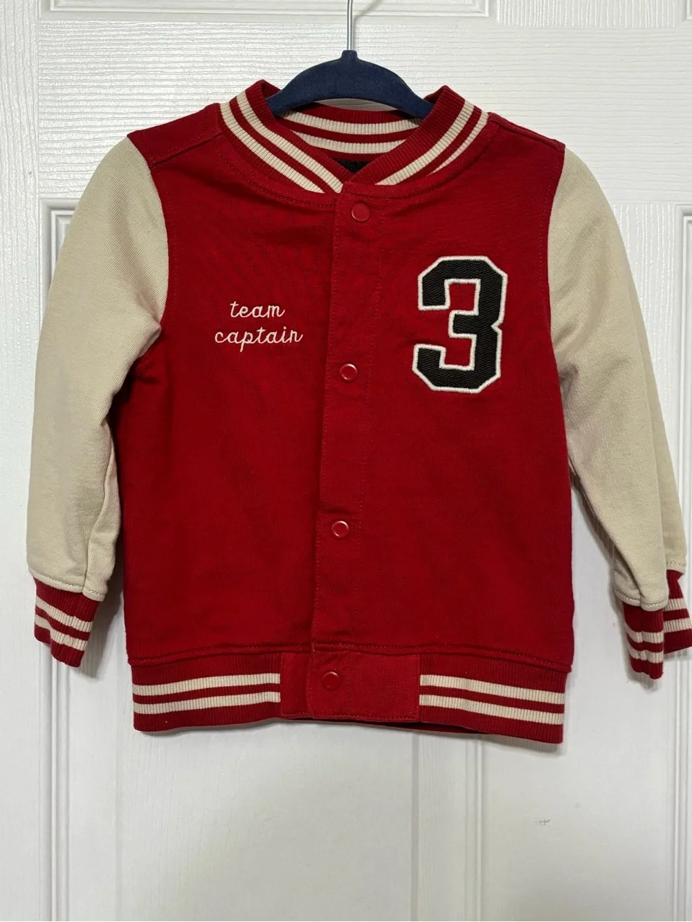 🎉 (18m) Carter's Toddler Boy Red Cream Varsity Snap Front Jacket